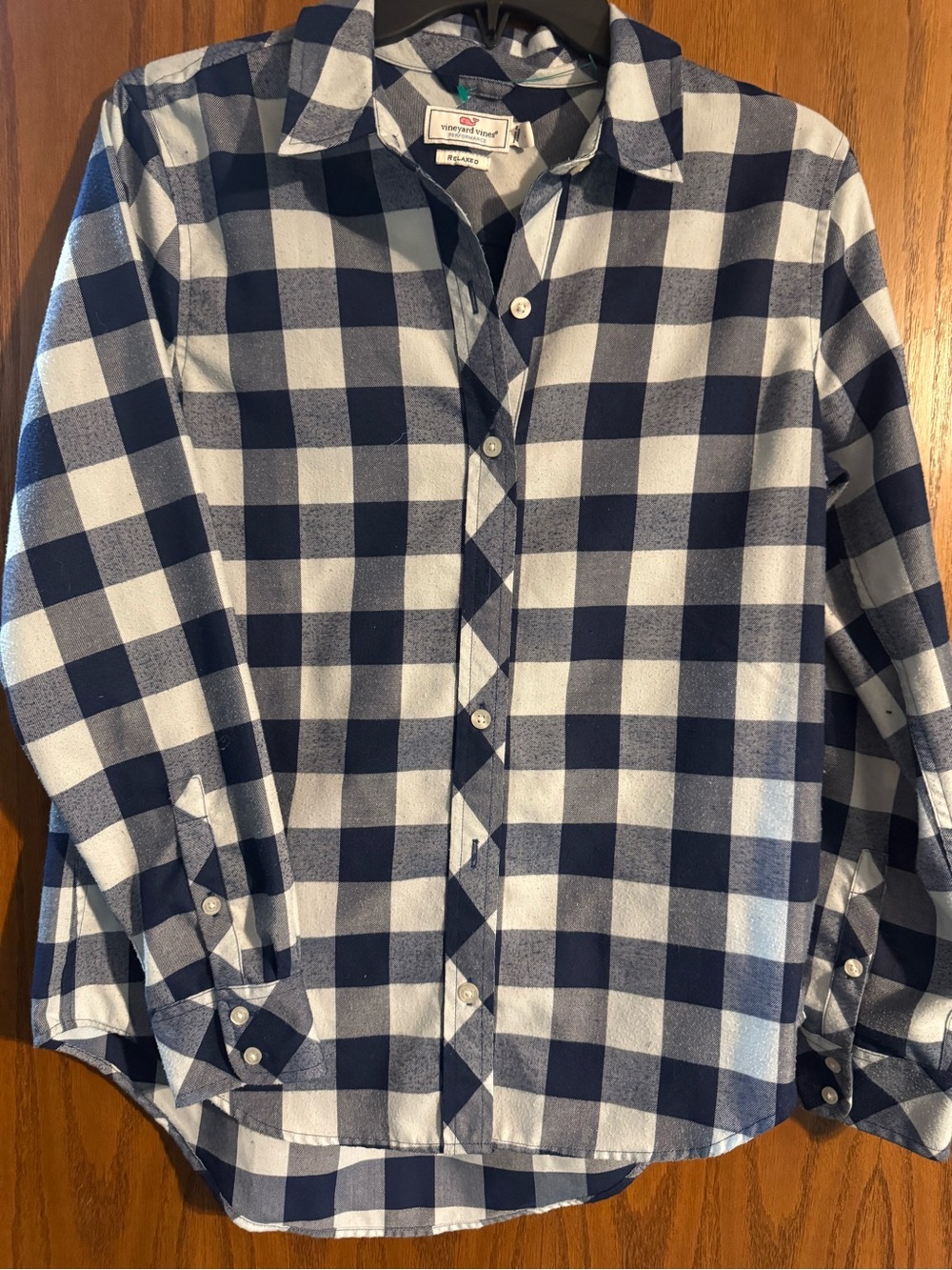 Vineyard Vines Men Navy and White Check Button-Down Shirt